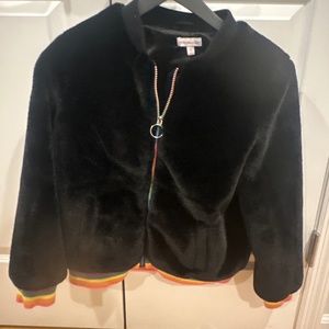 Fluffy black kids jacket